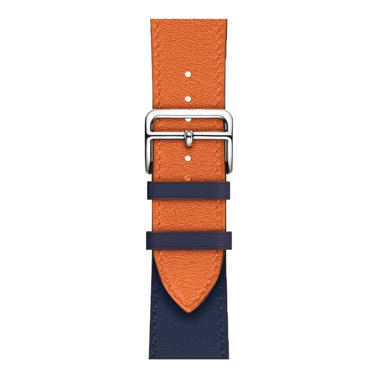 Two Color Single Loop Leather Wrist Strap Watch Band for Apple Watch Series 3 & 2 & 1 42mm, Color:Orange+Bright Blue by buy2fix
