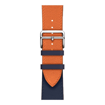 Two Color Single Loop Leather Wrist Strap Watch Band for Apple Watch Series 3 & 2 & 1 42mm, Color:Orange+Bright Blue by buy2fix