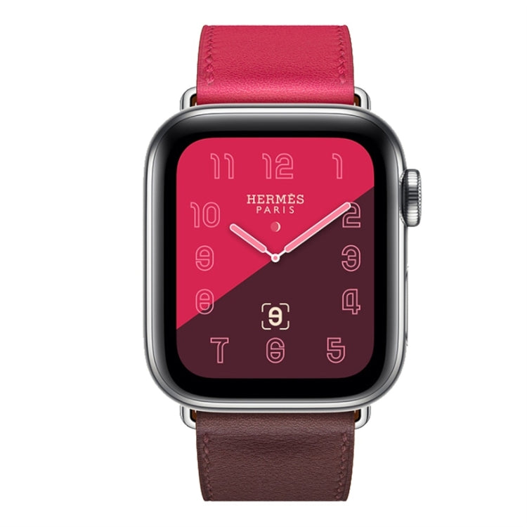 Two Color Single Loop Leather Wrist Strap Watch Band for Apple Watch Series 3 & 2 & 1 38mm, Color:Wine Red+Deep Rose Red+Light Rose Red by buy2fix