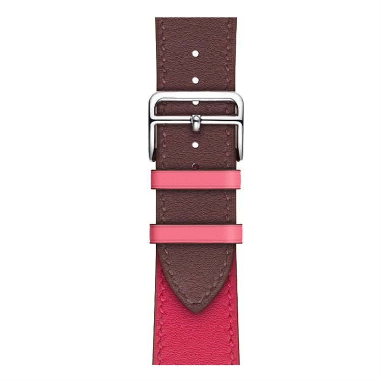 Two Color Single Loop Leather Wrist Strap Watch Band for Apple Watch Series 3 & 2 & 1 42mm, Color:Wine Red+Deep Rose Red+Light Rose Red - Watch Bands by buy2fix | Online Shopping UK | buy2fix