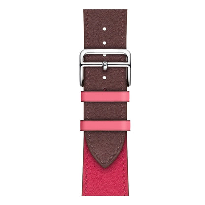 Two Color Single Loop Leather Wrist Strap Watch Band for Apple Watch Series 3 & 2 & 1 42mm, Color:Wine Red+Deep Rose Red+Light Rose Red - Watch Bands by buy2fix | Online Shopping UK | buy2fix