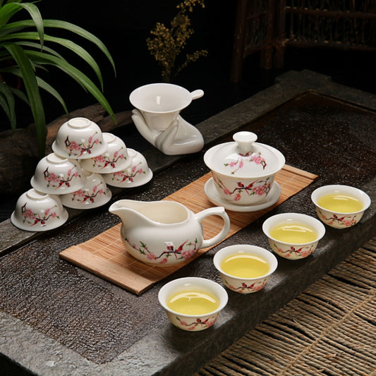 Ceramics Kung Fu Teaware Teapot Teacup Set(Singing Birds and Fragrant Flowers) - Teacups by buy2fix | Online Shopping UK | buy2fix