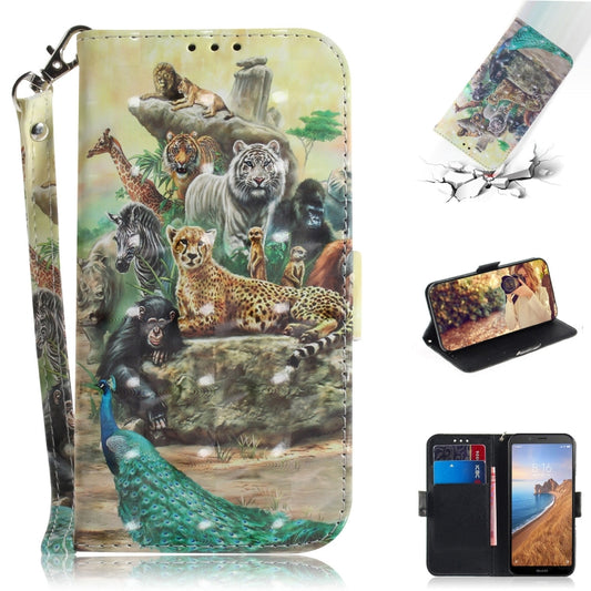 3D Painting Pattern Coloured Drawing Horizontal Flip Leather Case for Xiaomi Redmi Note 7 / Note 7S, with Holder & Card Slots & Wallet(Zoo) - Xiaomi Cases by buy2fix | Online Shopping UK | buy2fix