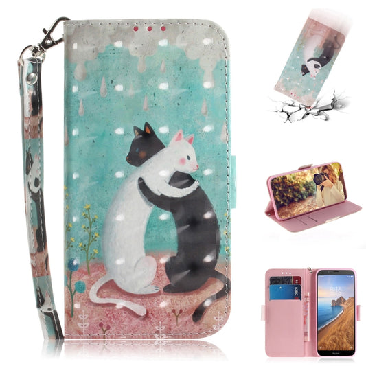3D Painting Pattern Coloured Drawing Horizontal Flip Leather Case for Xiaomi Redmi Note 7 / Note 7S, with Holder & Card Slots & Wallet(Black White Cat) - Xiaomi Cases by buy2fix | Online Shopping UK | buy2fix