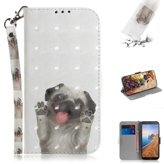 3D Painting Pattern Coloured Drawing Horizontal Flip Leather Case for Xiaomi Redmi Note 7 / Note 7S, with Holder & Card Slots & Wallet(Pug) - Xiaomi Cases by buy2fix | Online Shopping UK | buy2fix