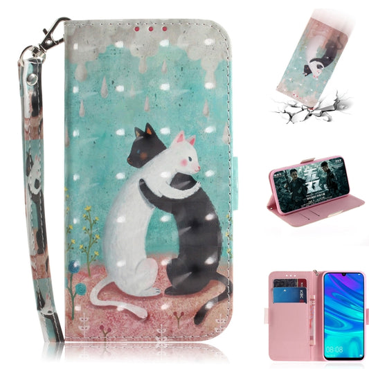 3D Painting Pattern Coloured Drawing Horizontal Flip Leather Case with Holder & Card Slots & Wallet For Huawei P Smart (2019) / Honor 10 Lite(Black White Cat) - Honor Cases by buy2fix | Online Shopping UK | buy2fix