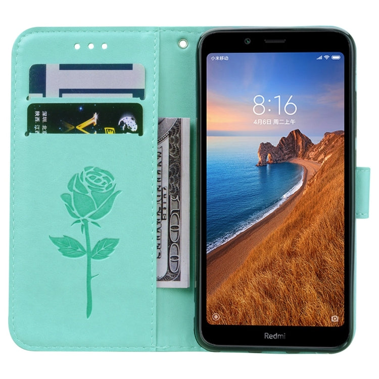 Rose Embossed Horizontal Flip PU Leather Case with Holder & Card Slots & Wallet for Xiaomi Redmi 7A(Green) - Xiaomi Cases by buy2fix | Online Shopping UK | buy2fix