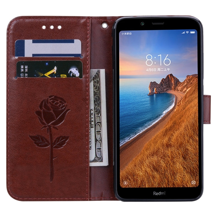 Rose Embossed Horizontal Flip PU Leather Case with Holder & Card Slots & Wallet for Xiaomi Redmi 7A(Brown) - Xiaomi Cases by buy2fix | Online Shopping UK | buy2fix