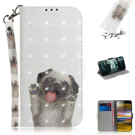 3D Painting Pattern Coloured Drawing Horizontal Flip Leather Case with Holder & Card Slots & Wallet For Sony Xperia 10 Plus(Pug) - Sony Cases by buy2fix | Online Shopping UK | buy2fix