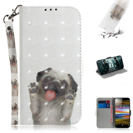 3D Painting Pattern Coloured Drawing Horizontal Flip Leather Case with Holder & Card Slots & Wallet For Sony Xperia L3(Pug) - Sony Cases by buy2fix | Online Shopping UK | buy2fix