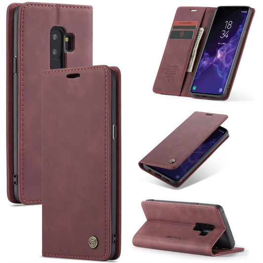 CaseMe-013 Multifunctional Retro Frosted Horizontal Flip Leather Case with Card Slot & Holder & Wallet for Galaxy S9 Plus(Wine Red) - Galaxy Phone Cases by CaseMe | Online Shopping UK | buy2fix