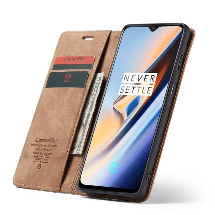 CaseMe-013 Multifunctional Horizontal Flip Leather Case with Card Slot & Holder for OnePlus 7(Brown) - OnePlus Cases by CaseMe | Online Shopping UK | buy2fix