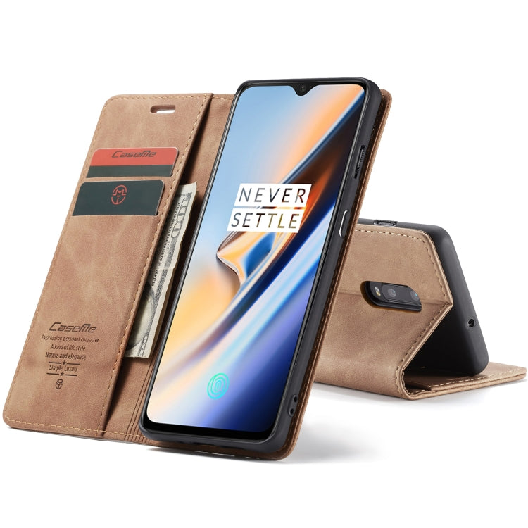 CaseMe-013 Multifunctional Horizontal Flip Leather Case with Card Slot & Holder for OnePlus 7(Brown) - OnePlus Cases by CaseMe | Online Shopping UK | buy2fix