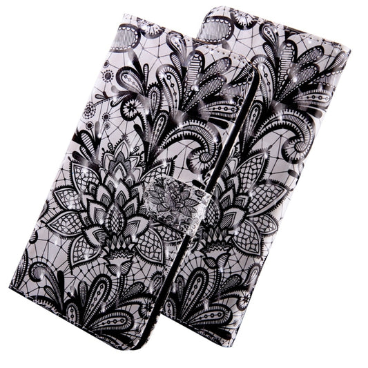 3D Coloured Drawing Pattern Horizontal Flip Leather Case with Holder & Card Slots & Wallet & Lanyard for LG K50 / Q60(Black Lace) - LG Cases by buy2fix | Online Shopping UK | buy2fix