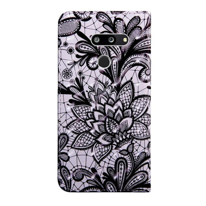 3D Coloured Drawing Pattern Horizontal Flip Leather Case with Holder & Card Slots & Wallet & Lanyard for LG K50 / Q60(Black Lace) - LG Cases by buy2fix | Online Shopping UK | buy2fix