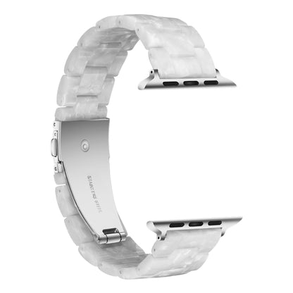 Simple Fashion Resin Watch Band for Apple Watch Series 5 & 4 44mm & Series 3 & 2 & 1 42mm(Pearl White) by buy2fix