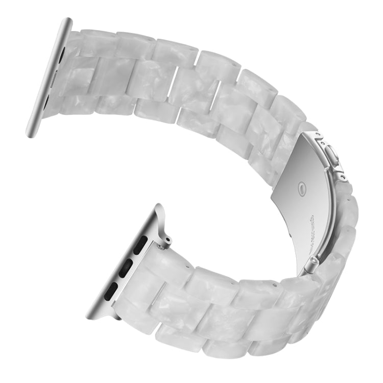 Simple Fashion Resin Watch Band for Apple Watch Series 5 & 4 44mm & Series 3 & 2 & 1 42mm(Pearl White) by buy2fix