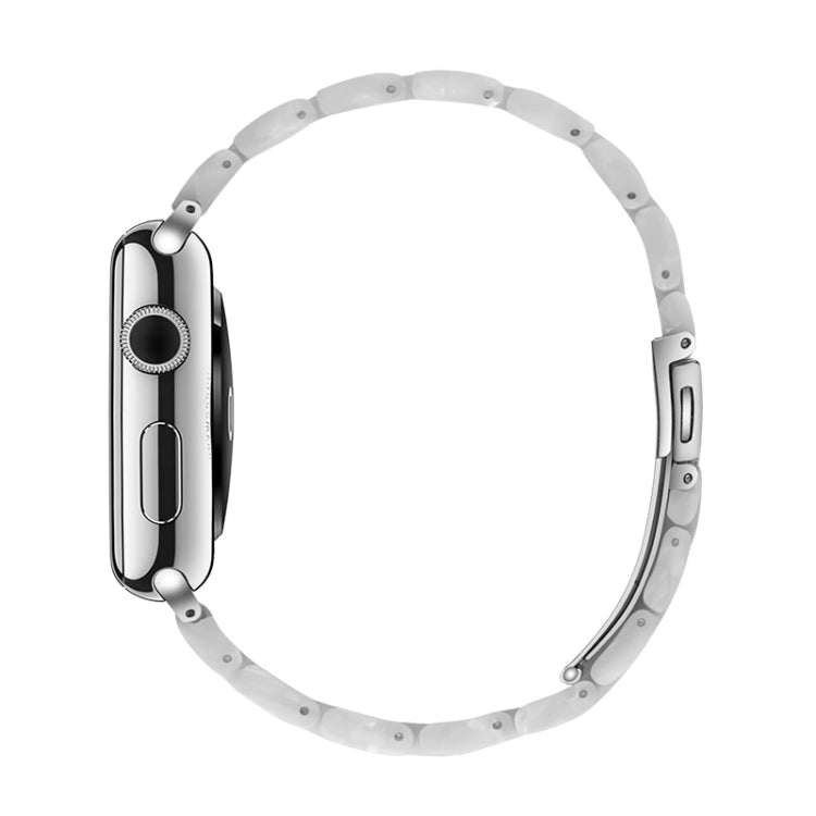 Simple Fashion Resin Watch Band for Apple Watch Series 5 & 4 44mm & Series 3 & 2 & 1 42mm(Pearl White) by buy2fix
