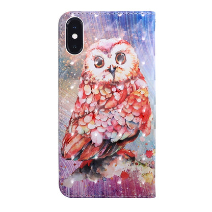 For iPhone XR 3D Painting Pattern Coloured Drawing Horizontal Flip TPU + PU Leather Case with Holder & Card Slots & Wallet(Color Owl) - More iPhone Cases by buy2fix | Online Shopping UK | buy2fix