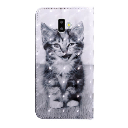 3D Painting Pattern Coloured Drawing Horizontal Flip TPU + PU Leather Case with Holder & Card Slots & Wallet For Galaxy J6+(Smile Cat) - Galaxy Phone Cases by buy2fix | Online Shopping UK | buy2fix