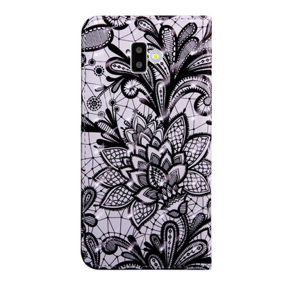 3D Painting Pattern Coloured Drawing Horizontal Flip TPU + PU Leather Case with Holder & Card Slots & Wallet For Galaxy J6+(Black Lace) - Galaxy Phone Cases by buy2fix | Online Shopping UK | buy2fix
