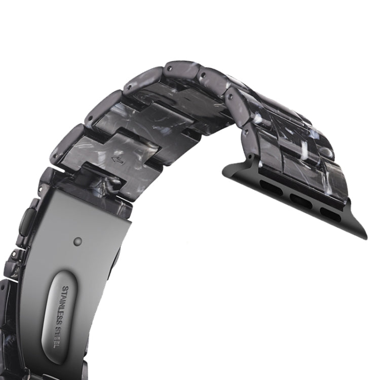 Simple Fashion Resin Watch Band for Apple Watch Series 5 & 4 44mm & Series 3 & 2 & 1 42mm(Black Flower) by buy2fix