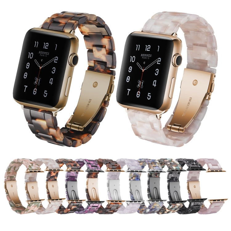 Simple Fashion Resin Watch Band for Apple Watch Series 5 & 4 44mm & Series 3 & 2 & 1 42mm(Tortoiseshell) by buy2fix