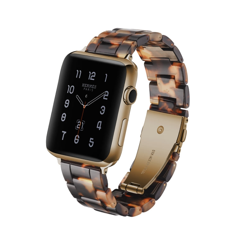 Simple Fashion Resin Watch Band for Apple Watch Series 5 & 4 40mm & Series 3 & 2 & 1 38mm(Tortoiseshell) - Watch Bands by buy2fix | Online Shopping UK | buy2fix