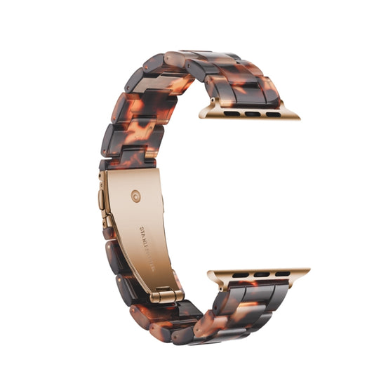 Simple Fashion Resin Watch Band for Apple Watch Series 5 & 4 40mm & Series 3 & 2 & 1 38mm(Tortoiseshell) - Watch Bands by buy2fix | Online Shopping UK | buy2fix