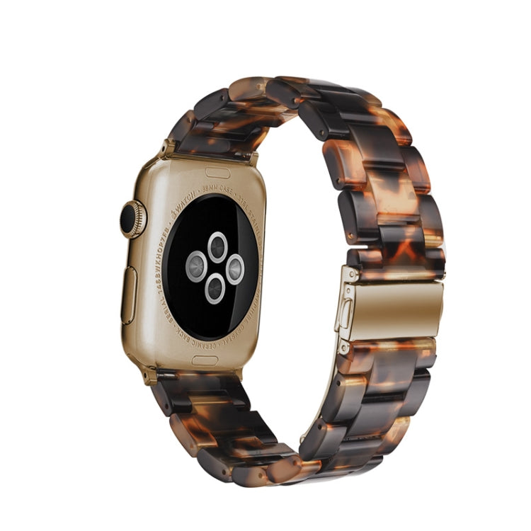 Simple Fashion Resin Watch Band for Apple Watch Series 5 & 4 40mm & Series 3 & 2 & 1 38mm(Tortoiseshell) - Watch Bands by buy2fix | Online Shopping UK | buy2fix