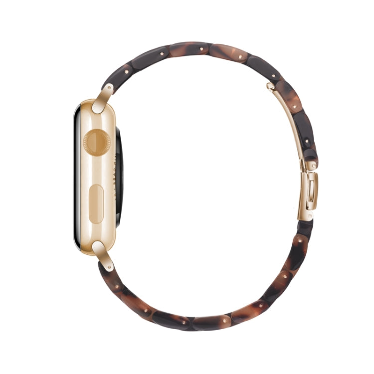 Simple Fashion Resin Watch Band for Apple Watch Series 5 & 4 40mm & Series 3 & 2 & 1 38mm(Tortoiseshell) - Watch Bands by buy2fix | Online Shopping UK | buy2fix