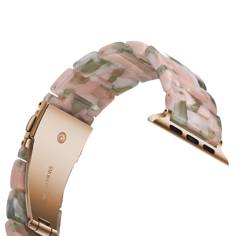 Simple Fashion Resin Watch Band for Apple Watch Series 5 & 4 40mm & Series 3 & 2 & 1 38mm(Pink Green) by buy2fix