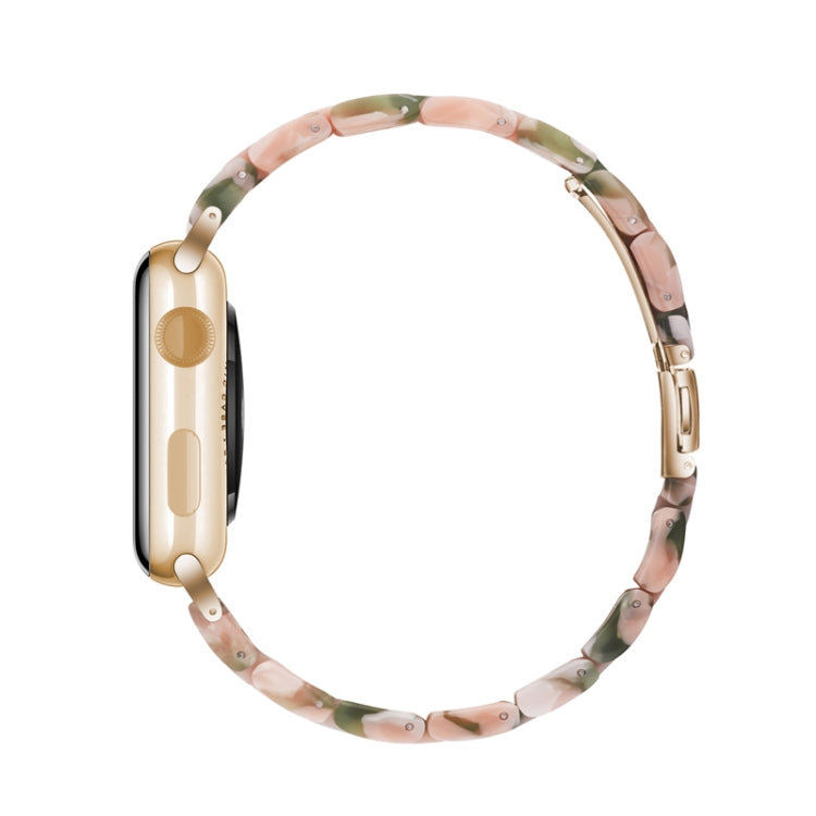 Simple Fashion Resin Watch Band for Apple Watch Series 5 & 4 40mm & Series 3 & 2 & 1 38mm(Pink Green) by buy2fix