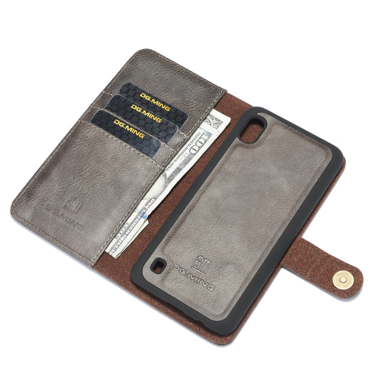 DG.MING Crazy Horse Texture Flip Detachable Magnetic Leather Case with Holder & Card Slots & Wallet for Galaxy A10(Gray) - Galaxy Phone Cases by DG.MING | Online Shopping UK | buy2fix