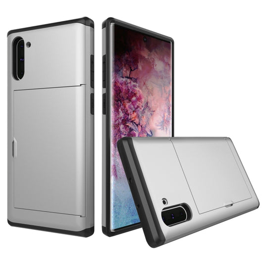 Shockproof Rugged Armor Protective Case with Card Slot for Galaxy Note 10(Silver) by buy2fix
