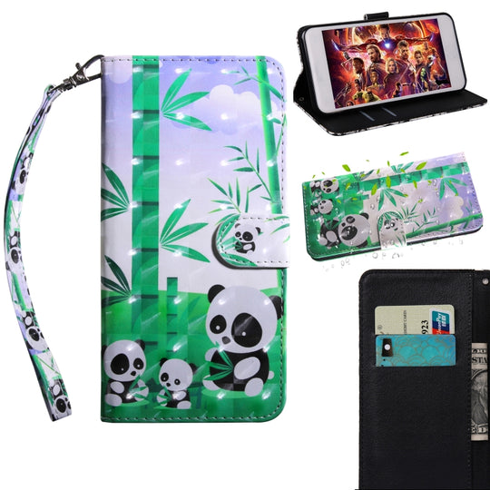 3D Painting Pattern Coloured Drawing Horizontal Flip TPU + PU Leather Case with Holder & Card Slots & Wallet For Motorola MOTO G7 Power EU /  US Version(Bamboo Panda)