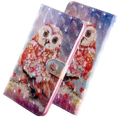 3D Painting Pattern Coloured Drawing Horizontal Flip TPU + PU Leather Case with Holder & Card Slots & Wallet, For:For Galaxy A10(Color Owl) - Galaxy Phone Cases by buy2fix | Online Shopping UK | buy2fix