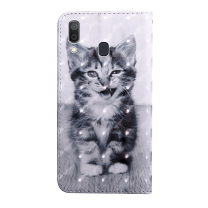 3D Painting Pattern Coloured Drawing Horizontal Flip TPU + PU Leather Case with Holder & Card Slots & Wallet, For:For Galaxy A40(Smile Cat) - Galaxy Phone Cases by buy2fix | Online Shopping UK | buy2fix