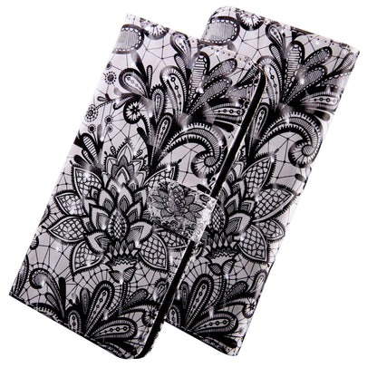 3D Painting Pattern Coloured Drawing Horizontal Flip TPU + PU Leather Case with Holder & Card Slots & Wallet for Huawei Y6 2018 (Black Lace) - Huawei Cases by buy2fix | Online Shopping UK | buy2fix