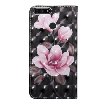 3D Painting Pattern Coloured Drawing Horizontal Flip TPU + PU Leather Case with Holder & Card Slots & Wallet for Huawei Y6 2018 (Pink Flower) - Huawei Cases by buy2fix | Online Shopping UK | buy2fix