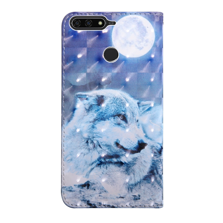 3D Painting Pattern Coloured Drawing Horizontal Flip TPU + PU Leather Case with Holder & Card Slots & Wallet for Huawei Y6 2018 (Moon Wolf) - Huawei Cases by buy2fix | Online Shopping UK | buy2fix