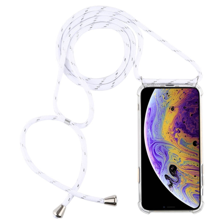 For iPhone X / XS Four-Corner Anti-Fall Trasparent TPU Mobile Phone Case With Lanyard(White) - More iPhone Cases by buy2fix | Online Shopping UK | buy2fix