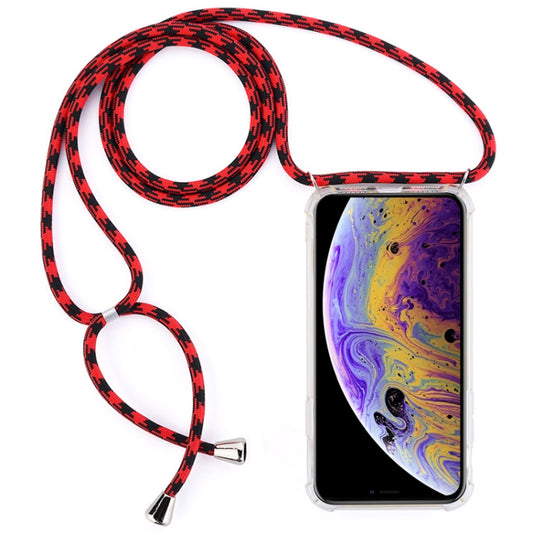 For iPhone X / XS Four-Corner Anti-Fall Trasparent TPU Mobile Phone Case With Lanyard(White) - More iPhone Cases by buy2fix | Online Shopping UK | buy2fix