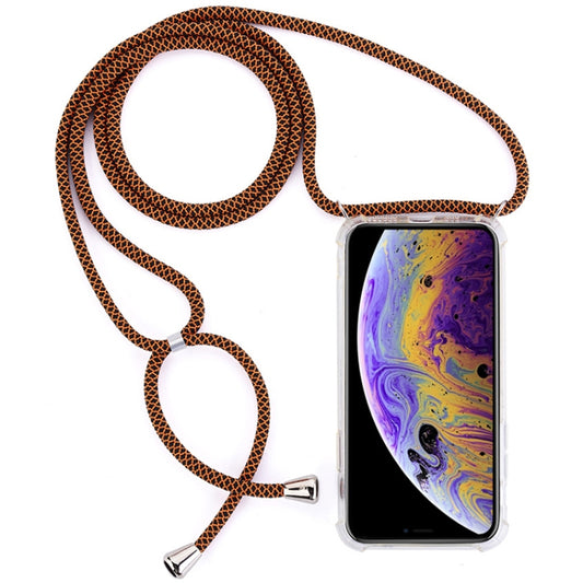 For iPhone X / XS Four-Corner Anti-Fall Trasparent TPU Mobile Phone Case With Lanyard(Rose Gold) - More iPhone Cases by buy2fix | Online Shopping UK | buy2fix