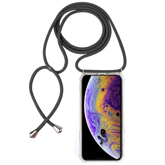 For iPhone X / XS Four-Corner Anti-Fall Trasparent TPU Mobile Phone Case With Lanyard(Grey) - More iPhone Cases by buy2fix | Online Shopping UK | buy2fix