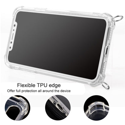 For iPhone X / XS Four-Corner Anti-Fall Transparent TPU Mobile Phone Case With Lanyard(Green Beige Black) - More iPhone Cases by buy2fix | Online Shopping UK | buy2fix