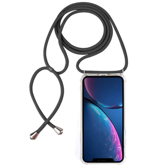 For iPhone XR Four-Corner Anti-Fall Transparent TPU Mobile Phone Case With Lanyard(Grey) - More iPhone Cases by buy2fix | Online Shopping UK | buy2fix