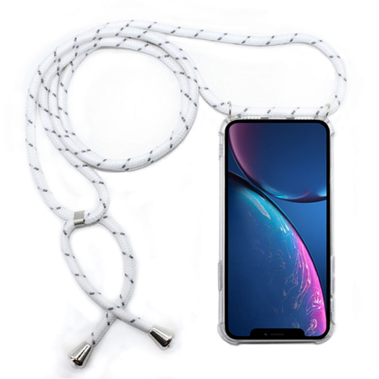 For iPhone XR Four-Corner Anti-Fall Transparent TPU Mobile Phone Case With Lanyard(White Grey) - More iPhone Cases by buy2fix | Online Shopping UK | buy2fix