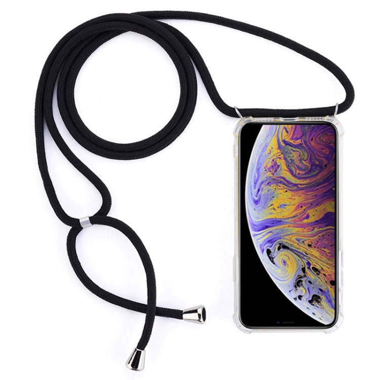 For iPhone XS Max Four-Corner Anti-Fall Transparent TPU Mobile Phone Case With Lanyard(Black) - More iPhone Cases by buy2fix | Online Shopping UK | buy2fix