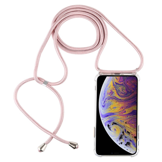 For iPhone XS Max Four-Corner Anti-Fall Transparent TPU Mobile Phone Case With Lanyard(Rose Gold) - More iPhone Cases by buy2fix | Online Shopping UK | buy2fix